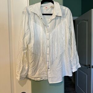 fringe button down shirt